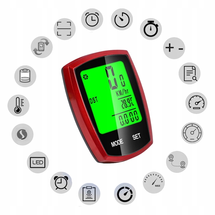 Licznik rowerowy WODOODPORNY termometr tryb noc PRĘDKOŚCIOMIERZ LCD PRO Wyświetlacz monochromatyczny